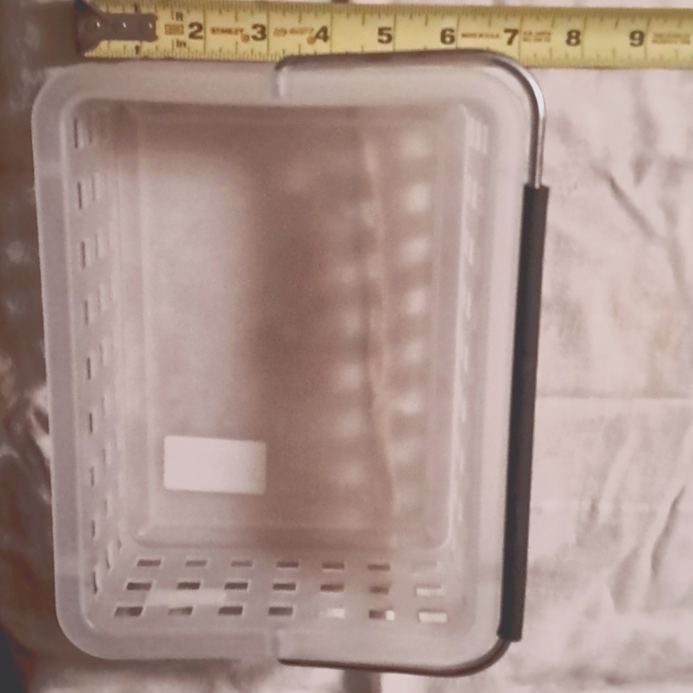 NEW STORAGE BASKET CONTAINER, HANDLE CLEAR WHITE